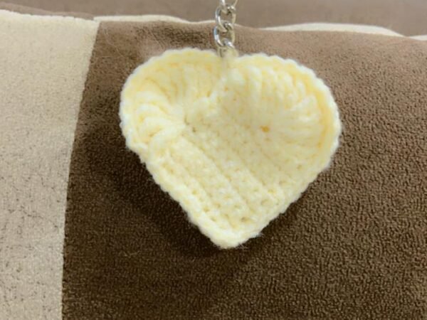 Handmade Cream Crochet Heart Keychain - Soft Yarn Bag Charm | Deepti Handicraft