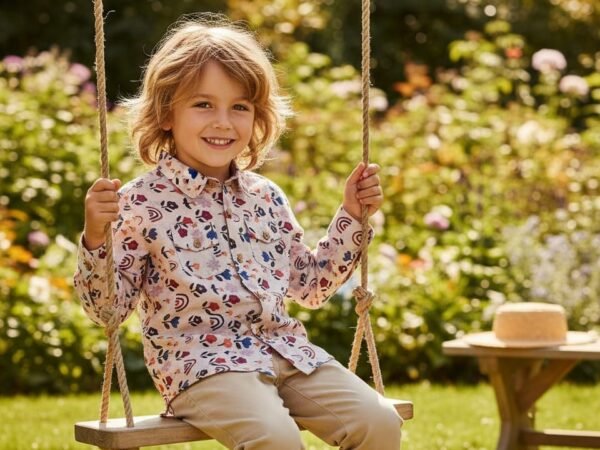 Kids Beige Multi-Print Linen Cotton Shirt – Stylish Casual Wear Shirt for Boys | Moghra