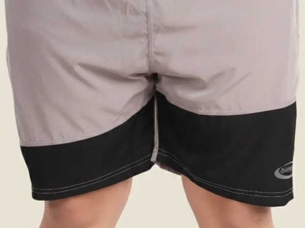 Grey Lycra Blend Polyester Elasticated Color Block Shorts For Men | Attaaistric