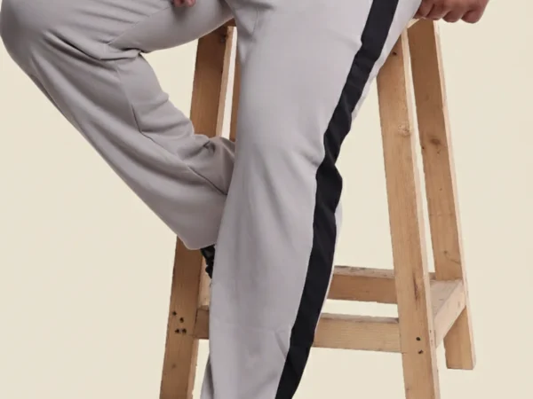 Grey Lycra Blend Polyester Elastic Solid Track Pant For Men | Adaaistic