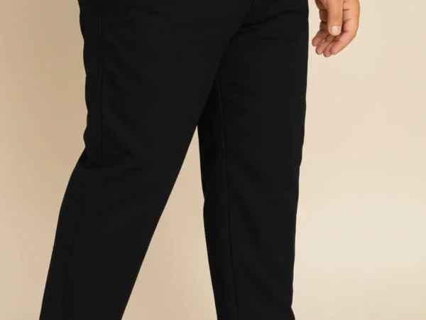 Black Lycra Blend Polyester Button Solid Track Pant For Men | Adaaistic