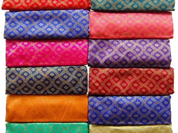 Multicolor Unstitched Blouse Materials 0.95 meters Each | Rapier Jacquard Embellished Blouse Material (Pack of 10 Pieces. Free Size) (length 0.95 Mtr) | House of Kesari