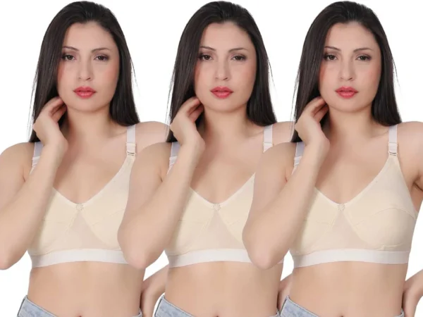 Pack of 3 Women Full Coverage Non Padded Bra (Beige) | Nuvera