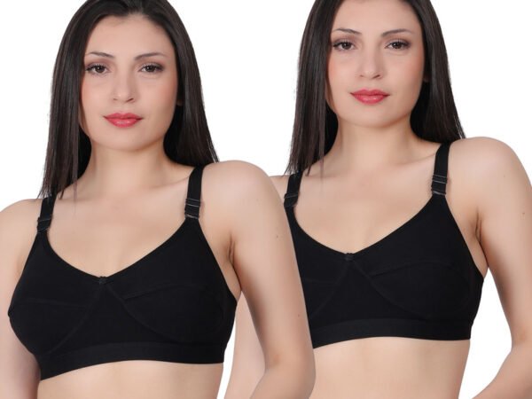 Nuvera Pack of 2 Women Everyday Non Padded Bra (Black)
