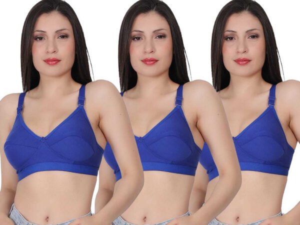 Nuvera Pack of 3 Women Full Coverage Non Padded Bra (Blue)