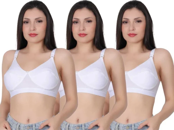 Pack of 3 Women Full Coverage Non Padded Bra (White) | Nuvera