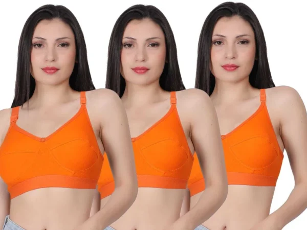 Pack of 3 Women Full Coverage Non Padded Bra (Orange) | Nuvera