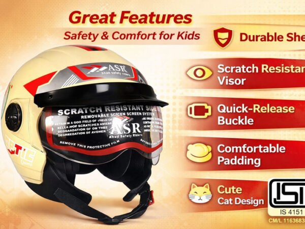 Helmet for Men and Women with Clear Visor Motorbike Helmet (Cream Yellow) | ASR