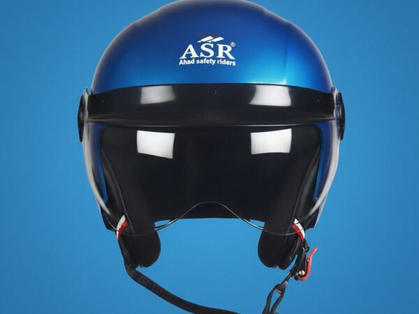 Open Face Helmet, Lightweight, Clear Visor for Women Motorbike Helmet (Blue) | ASR Ahad Safety Riders