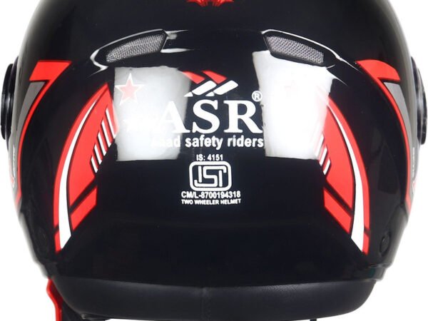 Open Face Motorcycle Helmet Clear Visor Lightweight Riding Helmet Black Motorbike Helmet (Black) | ASR Ahad Safety Riders