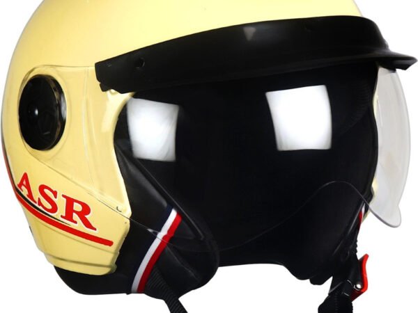 Open Face Helmet for Men and Women with Clear Visor Motorbike Helmet (Yellow) | ASR Ahad Safety Riders