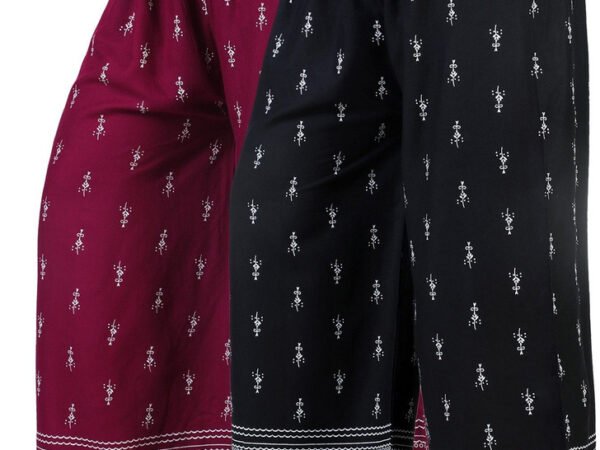 Pack of 2 Women Flared Multicolor Viscose Rayon Trousers | AREEBA COLLECTION | TA TECHNOLOGIE