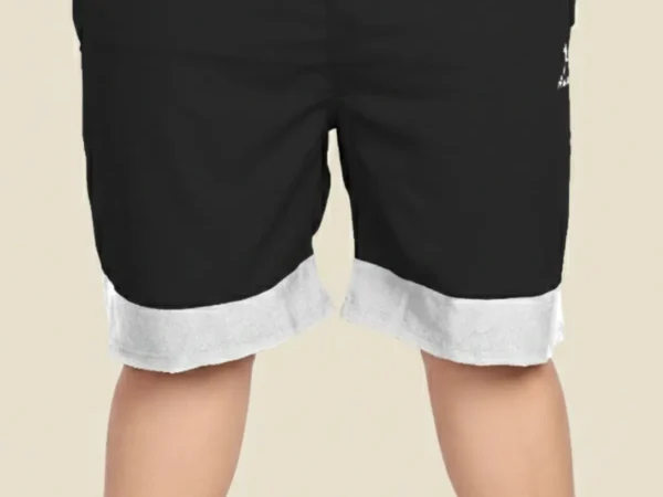 Black Lycra Blend Polyester Elasticated Solid Shorts For Men | Adaasitic