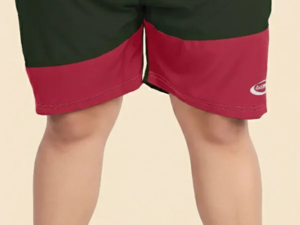 Green Lycra Blend Polyester Elasticated Color Block Shorts For Men | Adaaistic