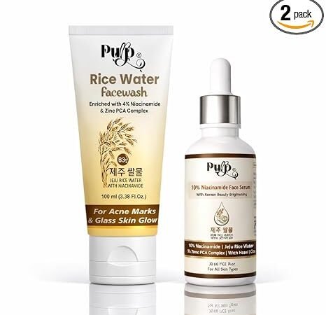 Rice Water Cleanser & 10% Niacinamide Serum Combo | Rice Water Wash (100ml) + Niacinamide Serum (30ml) | Gentle Daily Skincare Combo for All Skin Types | Purp