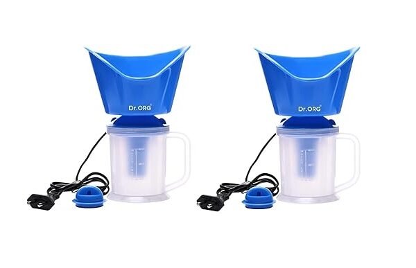 2 in 1 steamer for cold and cough, vaporizer steamer for cough,cold and facial, steam inhaler & vapourisers for adult - Blue (Pack of 2) | Dr.ORG