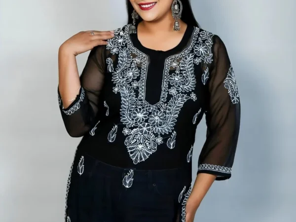 Women’s Gala booty Black Chikankari kurti | Sirohi fashion