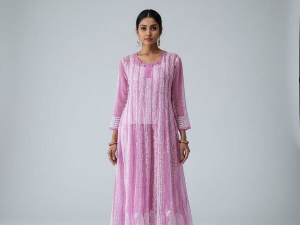 Women’s Chikankari 22 kali Straight Anarkali | Chikan Culture