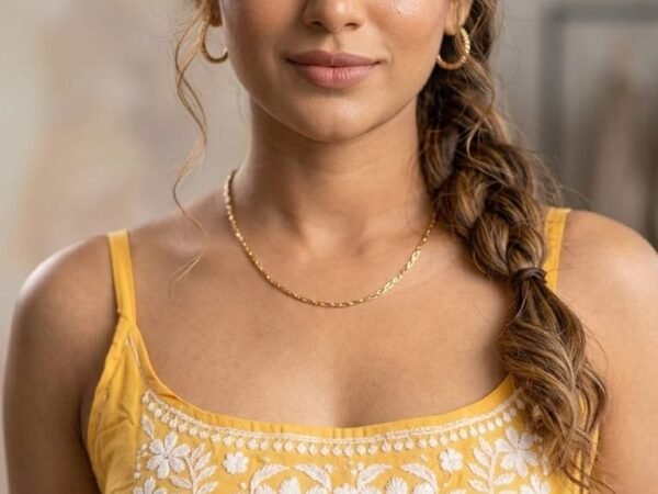 Women’s Mustard Yellow Lucknowi Chikankari Kurti | indian calculator