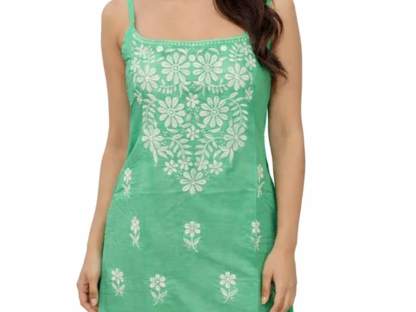 Women’s Mint Green Lucknowi Chikankari Straight | Rajasthan Shopping