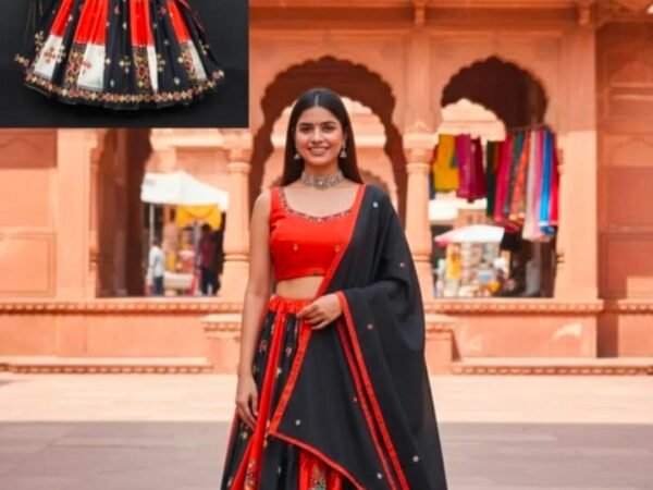 Women's Red Mirror Work Lehenga Choli Set | Devi Creation