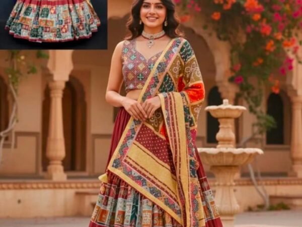 Garba Glow Maroon Mirror Work Chaniya Choli for Navratri | Devi Collection