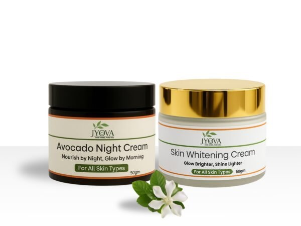 Jyova Night Repair & Brightening Combo – Avocado Night Cream & Skin Whitening Cream | Deep Nourishment, Dark Spot Removal & Glowing Skin | For All Skin Types