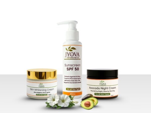 Jyova Sunscreen SPF 50 with Skin Whitening Cream & Avocado Night Cream | UV Protection, Brightening & Deep Nourishment