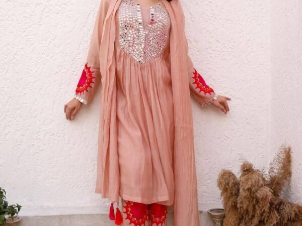 Designer Faux Georgette Suit with Real Mirror Work & Latkan Dupatta – 5000 Series | BRAD LEEZO