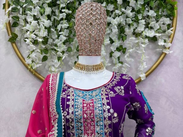 Designer Faux Georgette Sharara Suit with 9mm Sequins & Latkan Work – 5000 Series | BRAD LEEZO