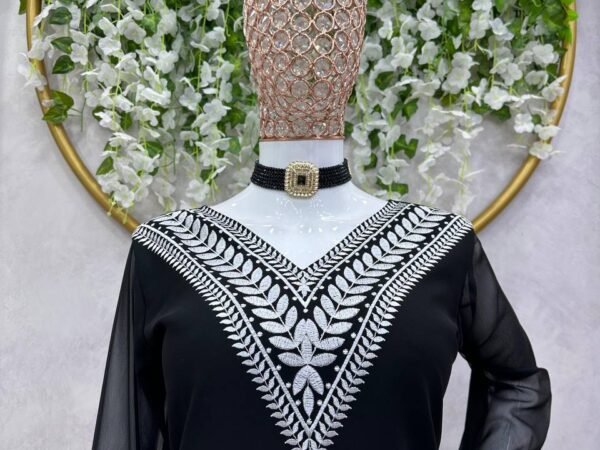 Elegant Faux Georgette Plazo Suit Set with Lace Dupatta – 5000 Series | BRAD LEEZO