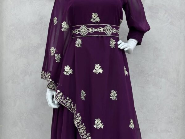 Designer Faux Georgette Two-Layer Side Cut Top with Waist Belt – 5000 Series | BRAD LEEZO