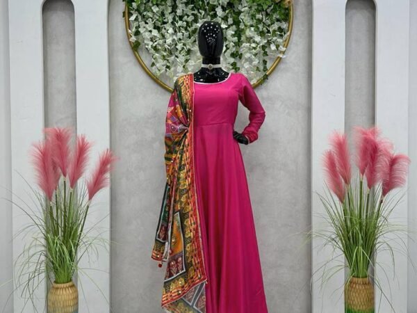 Designer Maliy Satin Suit with Chinon Silk Dupatta & Mirror Work – 5000 Series | BRAD LEEZO