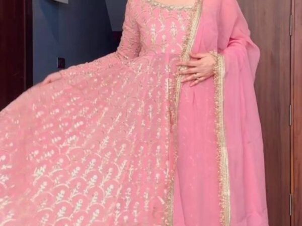 Elegant Faux Georgette Suit Set with Sequins & Lace Dupatta – 5000 Series | BRAD LEEZO