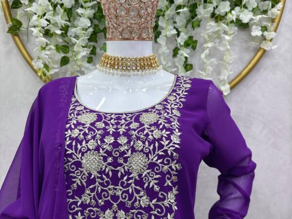 Elegant Faux Georgette Suit Set with Floral Dupatta & Plazo – 5000 Series | BRAD LEEZO