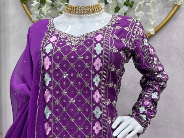 New 5000 Series Designer Sharara Set | Chinon Silk Top with Sequence Work | Organza Dupatta | BRAD LEEZO