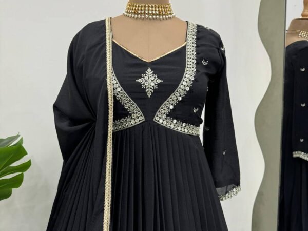 New 5000 Series Designer Gown Set | Chinon Silk Thread & Sequence Work | Lace Border Dupatta | BRAD LEEZO