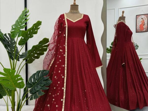 New 5000 Series Designer Suit Set | Dola Silk Top with Crochet Work | Butterfly Net Dupatta | BRAD LEEZO