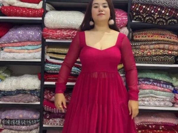 Women’s Faux Georgette Ruffle Style Kurta with 7 Meter Flair Plazo Set | BRAD LEEZO