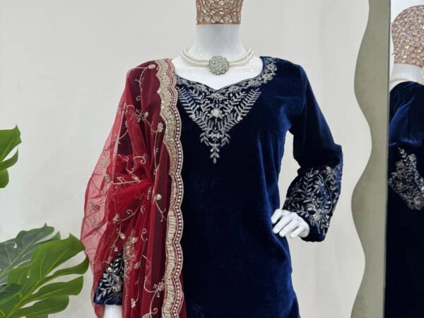 Viscose Velvet Designer Suit with Sequins Work & Net Dupatta – 5000 Series | BRAD LEEZO