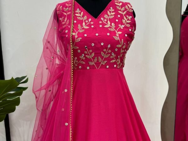 Chinon Silk Designer Plazo Suit with 4.5 Meter Flair & Moti Lace Dupatta – 5000 Series | BRAD LEEZO
