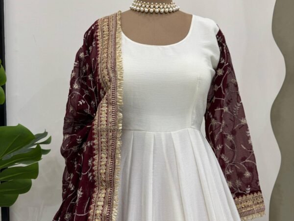 Eid Special Chinon Silk Embroidered Top with Dupatta Set | BRAD LEEZO