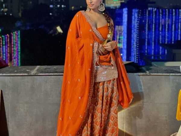 Elegant Faux Georgette 9mm Sequence Embroidered Top-Plazo Set with Dupatta | BRAD LEEZO