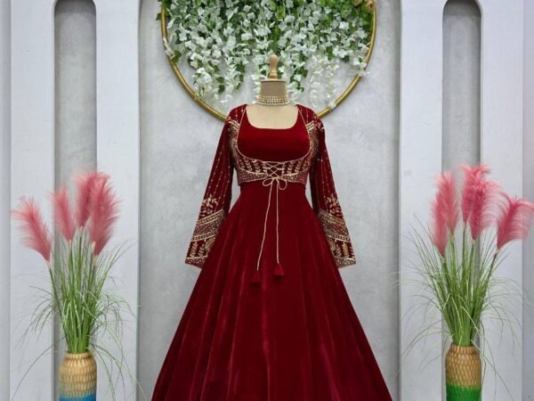 Premium 9000 Velvet Anarkali Suit with Koti & 4 Meter Flair | BRAD LEEZO