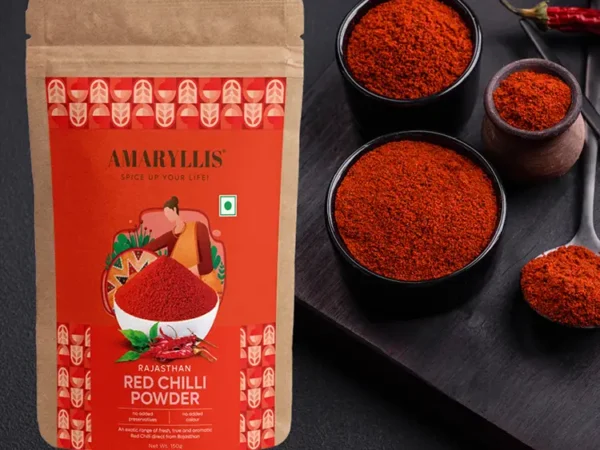 Premium Mathania Red Chilli Powder – Mild Heat, Deep Red Color, Handcrafted | AMARYLLIS