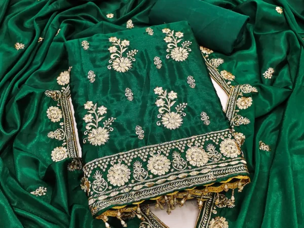 BRAD LEEZO Unstitched Chiffon Kurta & Palazzo Material Embroidered