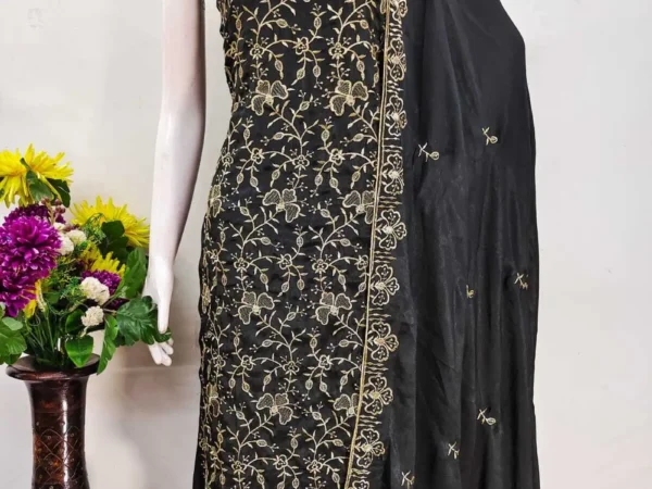 BRAD LEEZO Unstitched Chiffon Salwar Suit Material Embroidered