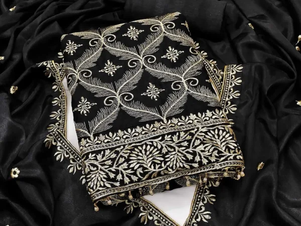 BRAD LEEZO Unstitched Chiffon Kurta Fabric Embroidered