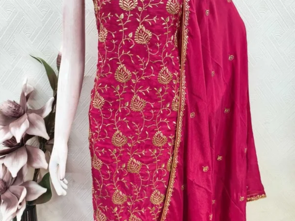 BRAD LEEZO Unstitched Chiffon Salwar Suit Material Embroidered