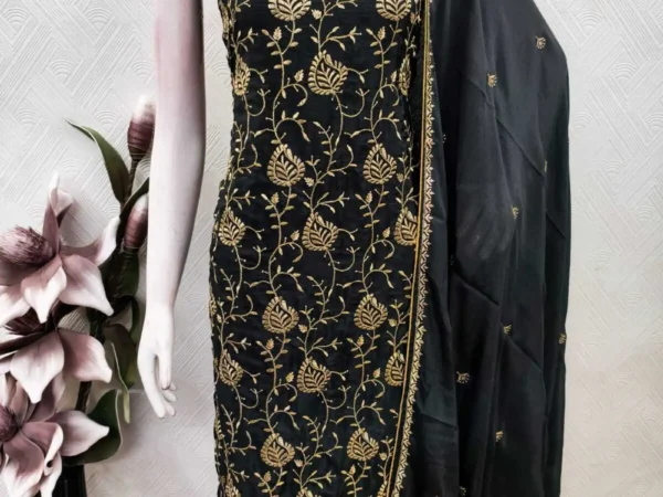 BRAD LEEZO Unstitched Chiffon Salwar Suit Material Embroidered